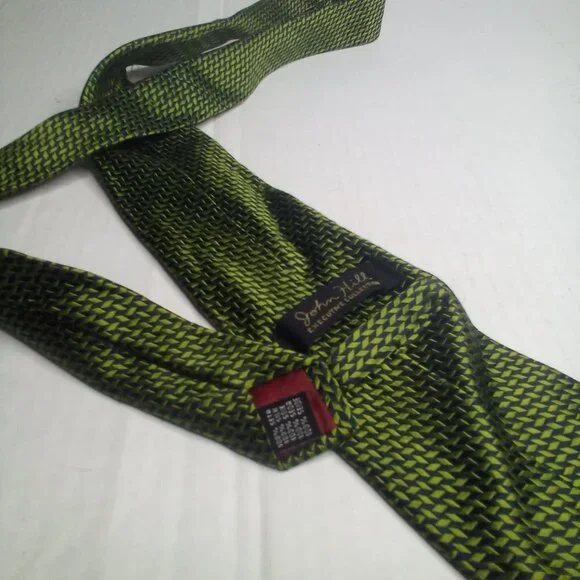 John Hill Executive Collection Men Tie Necktie Silk Green Black - Picture 2 of 7
